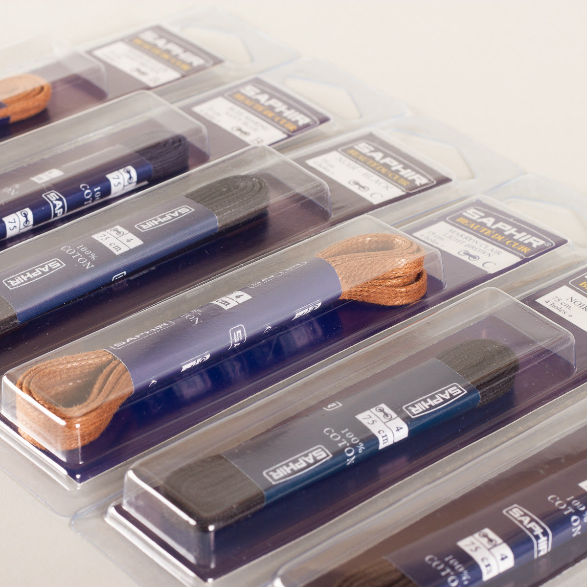 Saphir Shoe laces flat light brown waxed - Main Image